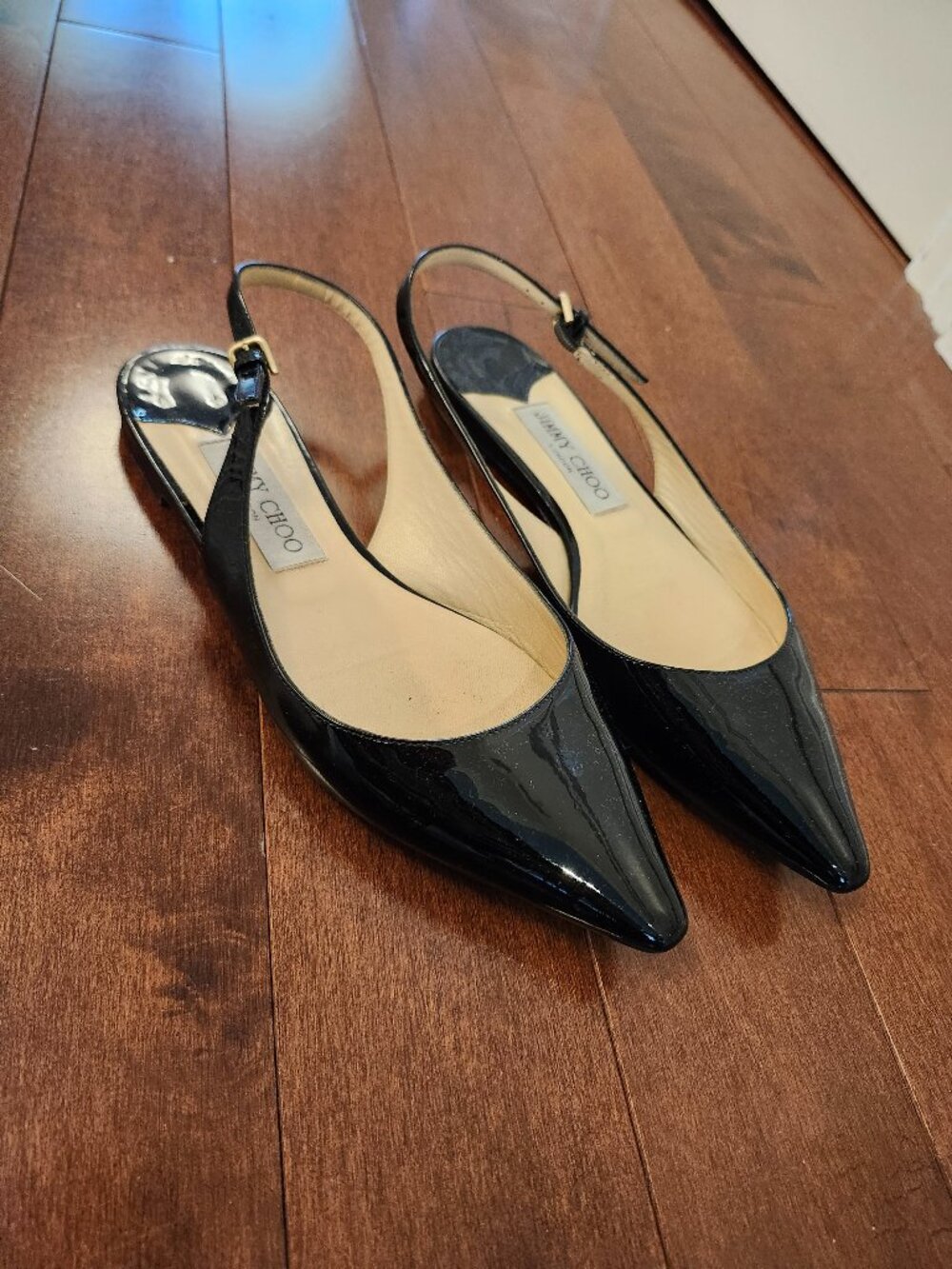 Jimmy Choo slingback flats in black patent leather size 37.5